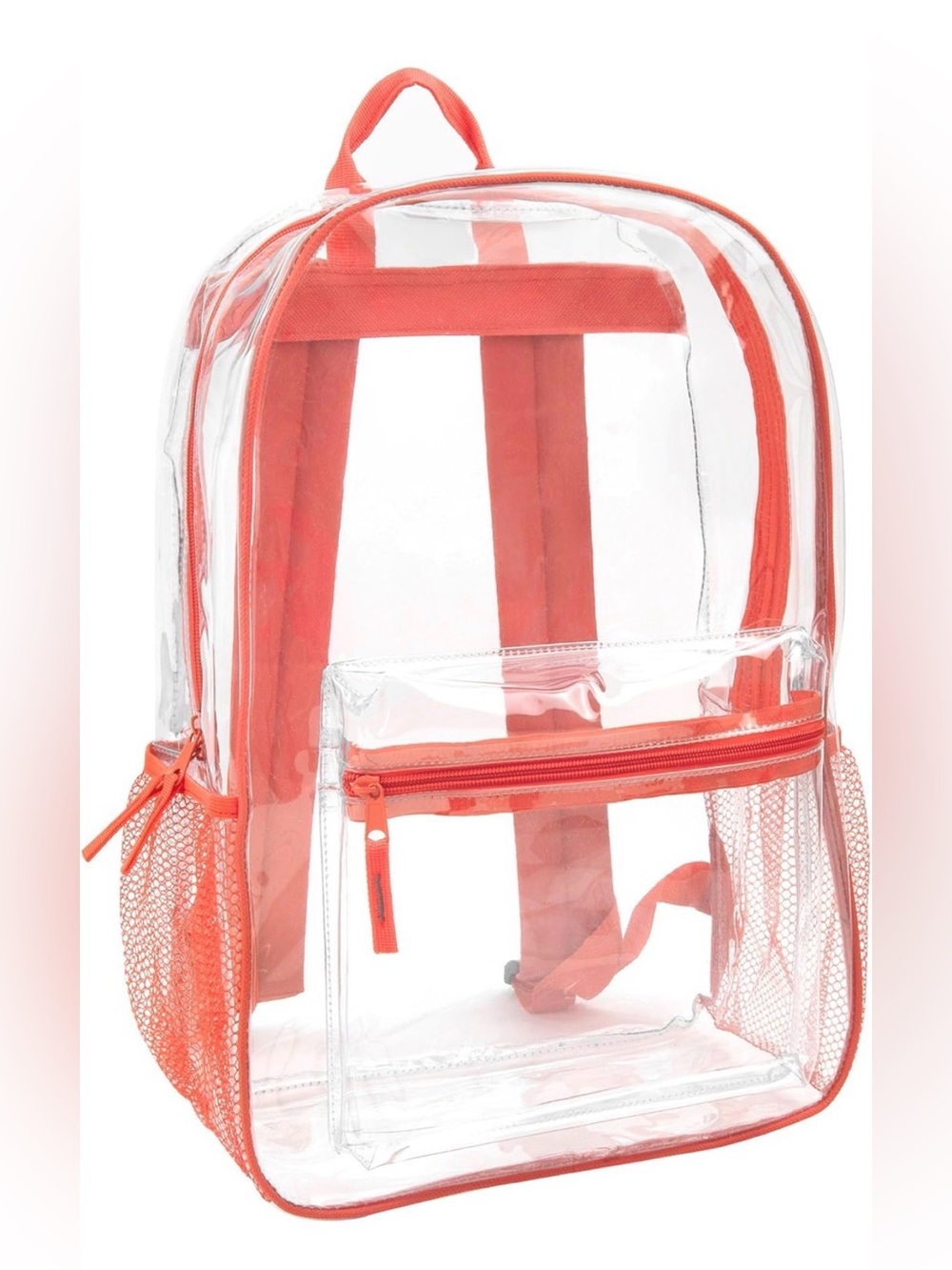 Clear Kids Backpack with Coral Accents - School-Ready Carry
